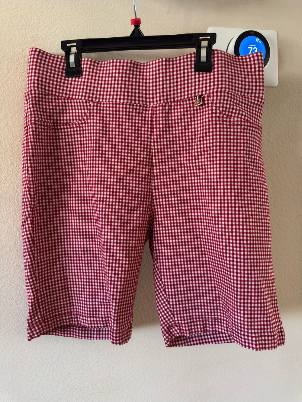 Tommy Hilfiger Red & White Gingham Bermuda Shorts Flat Front Woven Size 12